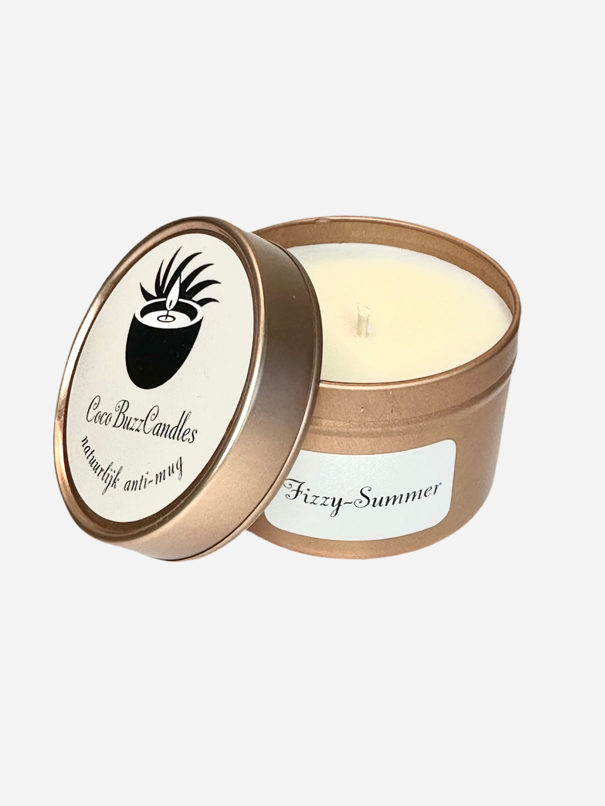 Cocobuzz Anti-Mug Geurkaars in zes heerlijke geuren, gemaakt van natuurlijke kokosolie en raapzaadolie, zonder paraffine, soja, palm, bijenwas of synthetische toevoegingen.